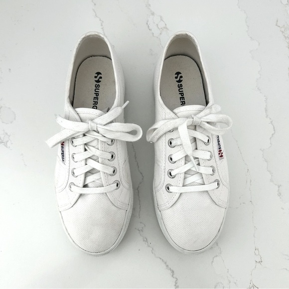 Superga Platform 2790 Sneaker Shoe Canvas Retro Coachella White Womens 7.5/ EU38 - Picture 1 of 14